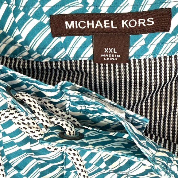Michael Kors Board Shorts Mens XXL Blue White Pattern Drawstring - Picture 2 of 12